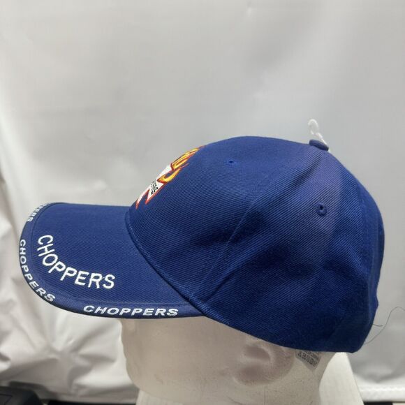 Choppers Flames Blue Hat Cap Biker Motorcycle Adjustable Strap Logo Embroidered - Picture 4 of 7